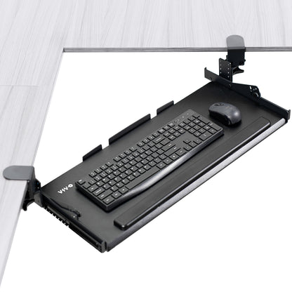 Clamp-on Height Adjustable Tilting Keyboard Tray