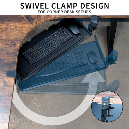 Clamp-on Height Adjustable Tilting Keyboard Tray
