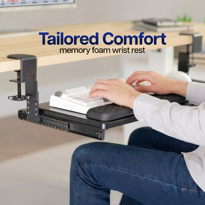 Memory foam wrist rest for tailored comfort while typing
