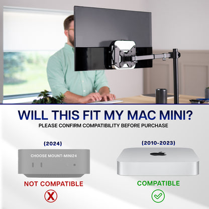 Behind Monitor VESA Mount Designed for Mac Mini CPU, 2010-2023 Models, Monitor Arm Computer Holder