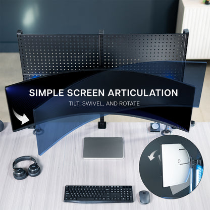 Single Ultrawide Monitor Pegboard Panel Mount - Up to 49" Screens