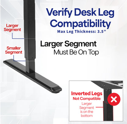 Clamp-on PC mount secures to desk legs for convenient placement.