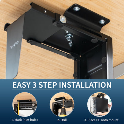 Convenient under desk or wall PC mount.