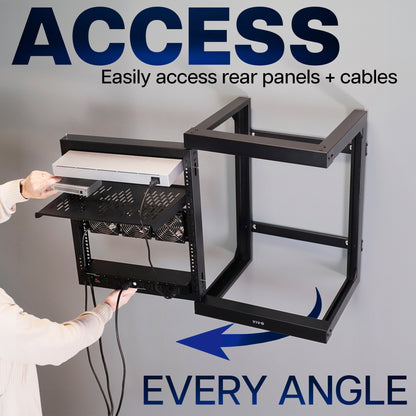 VIVO 12U Open Frame Wall Mounted Server Rack with Swing Gate for easy access to rear panels