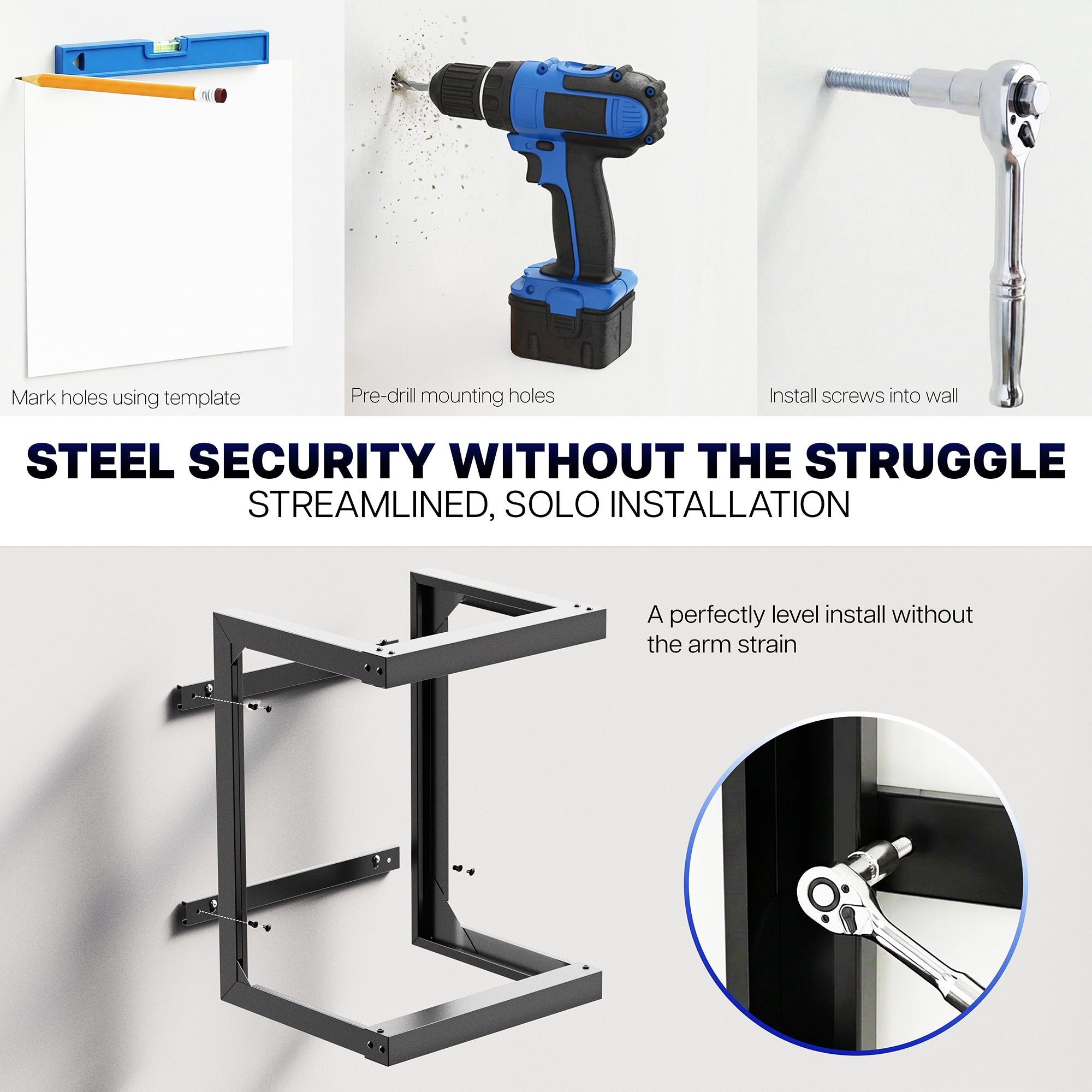 VIVO 12U Open Frame Wall Mounted Server Rack installation instructions