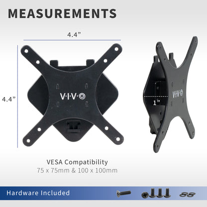 A black VESA adapter designed for compatible Sceptre monitors.
