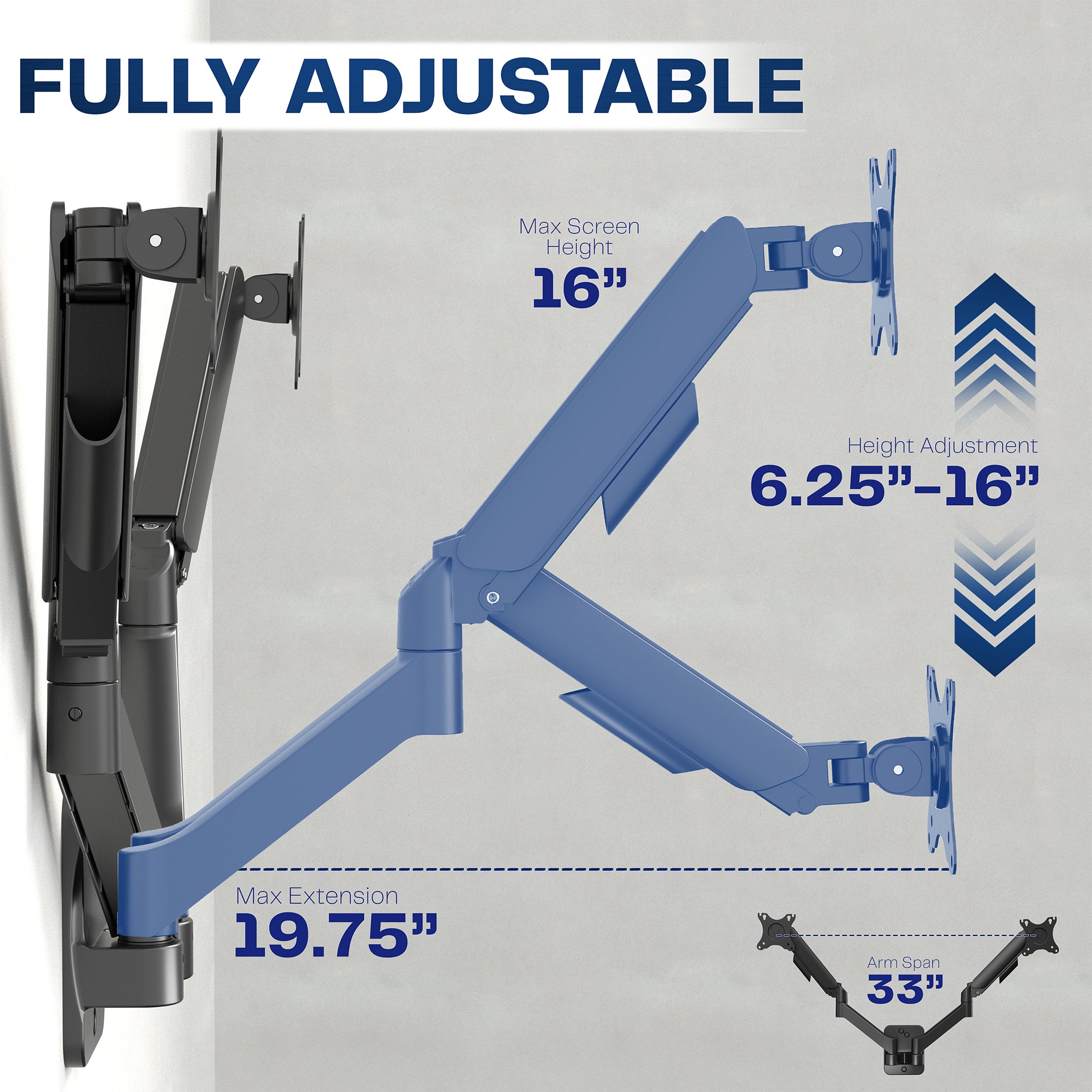 Dual pneumatic wall mount.