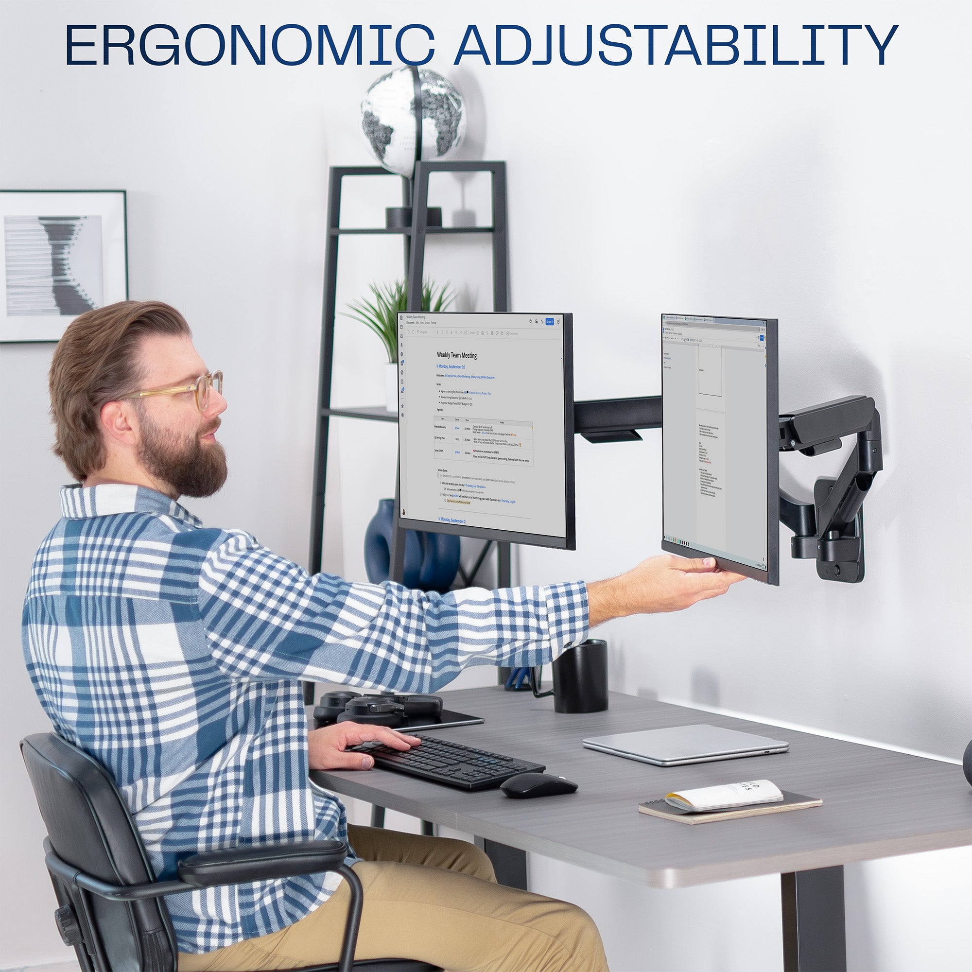 Dual pneumatic wall mount.