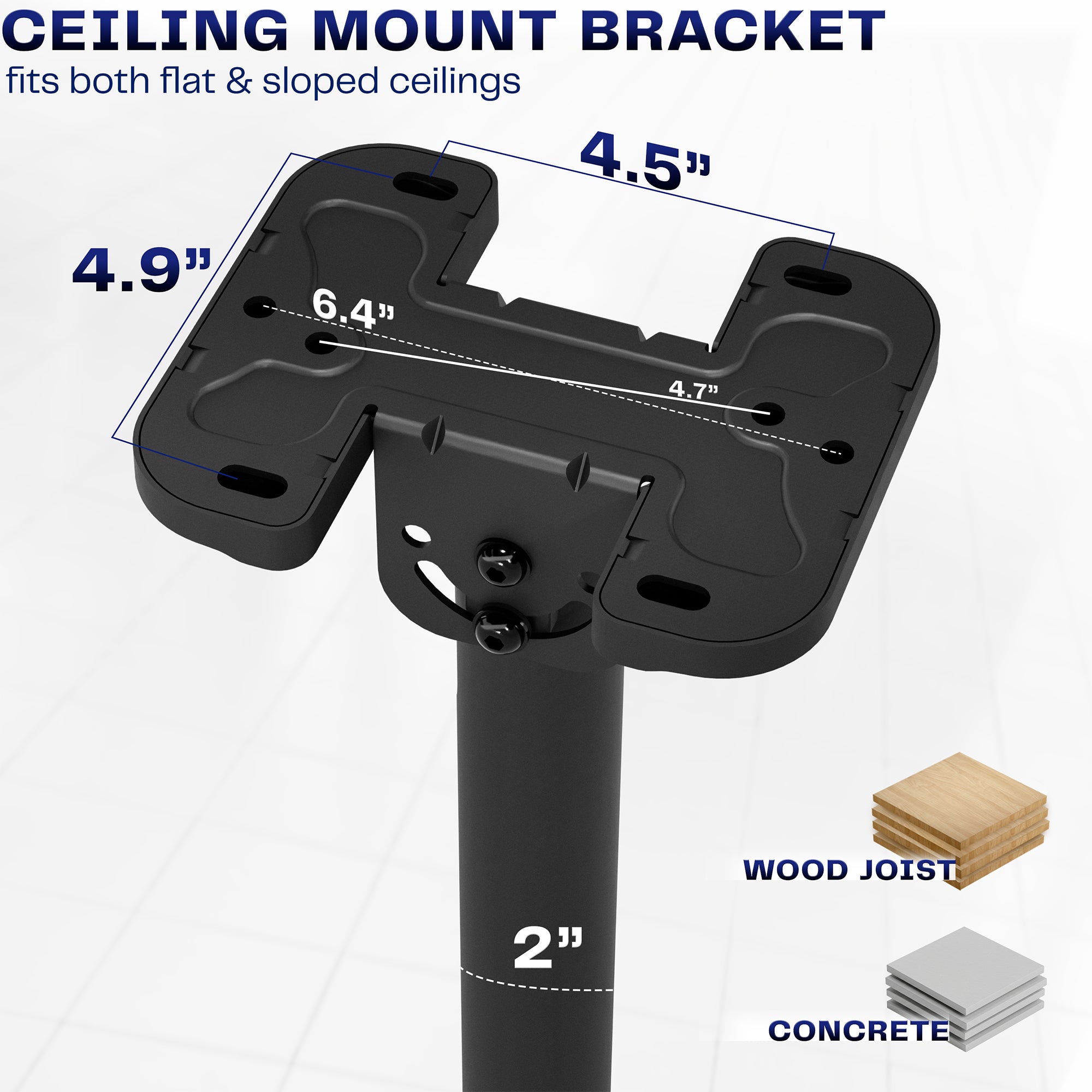 Large 50” to 100” TV Ceiling Mount with Extension Pole