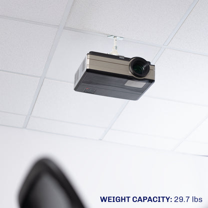 White Drop Ceiling Projector Mount with Scissor Clamp
