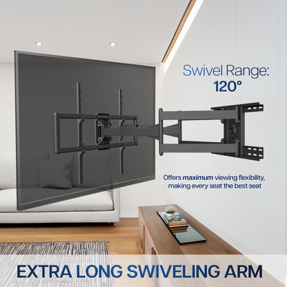 Extra long swiveling arm that offers maximum viewing flexibility
