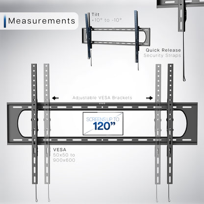Heavy Duty Tilting Extra Large 60" to 120" TV Wall Mount