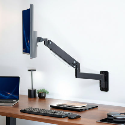 Pneumatic Arm Single Ultrawide Monitor Wall Mount