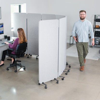 Single Panel Gray Mobile Freestanding Room Divider provides a convenient partition and workspace privacy.