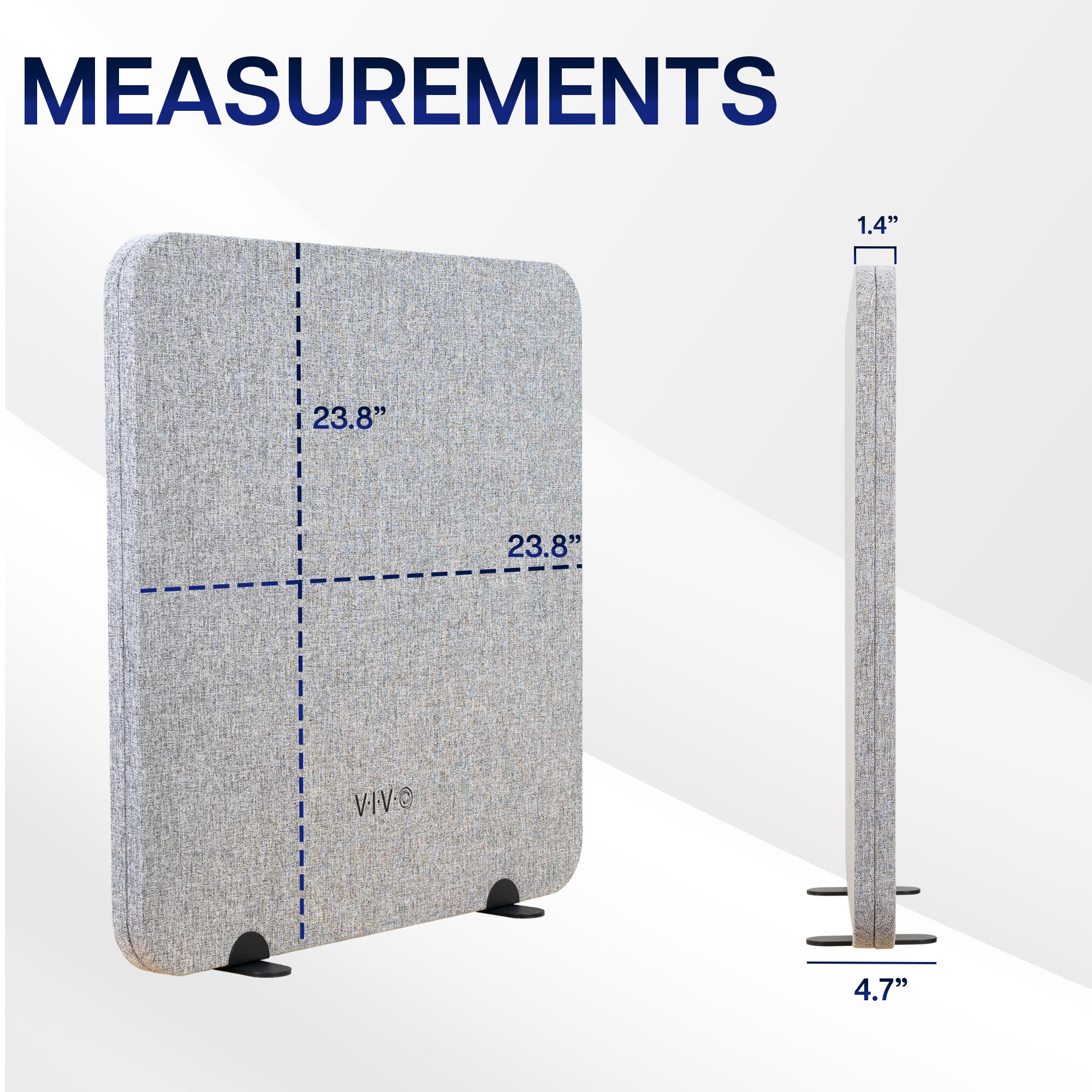 Desk Privacy Panel with measurements labeled on a white background