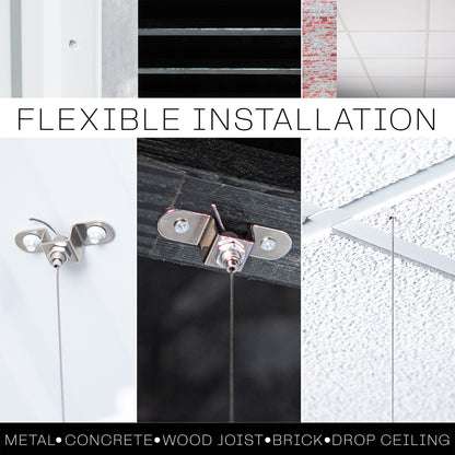 Black acoustic dual-layer ceiling waffle panel hardware to show flexible installation. 
