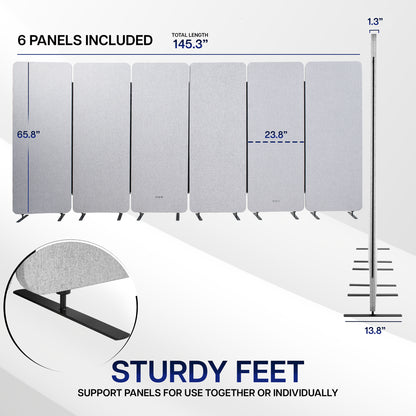 Measurements of 6-Panel Gray Freestanding Room Divider provides a convenient partition and workspace privacy.