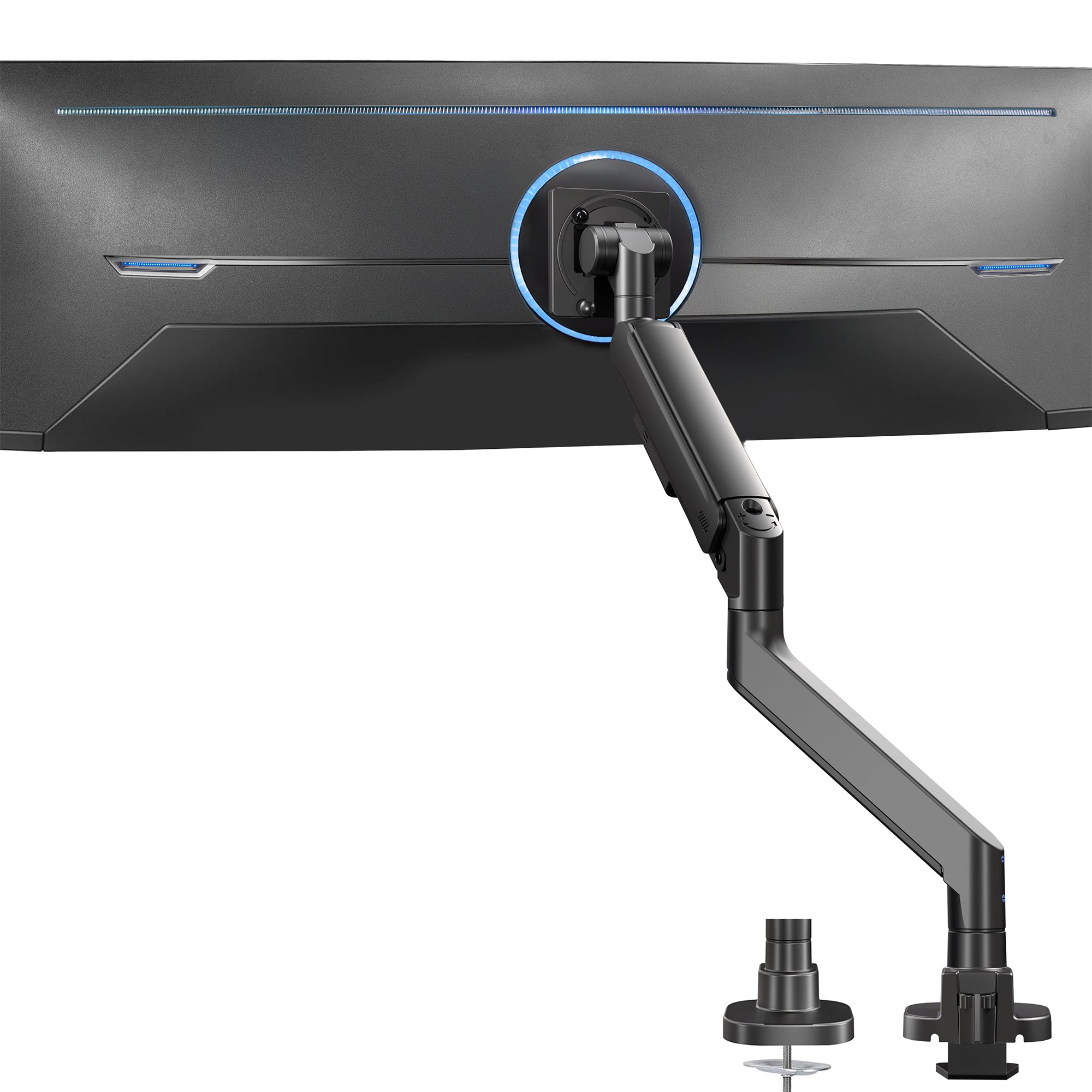 Pneumatic Arm Single Ultrawide Monitor Desk Mount - Up to 57" Screens