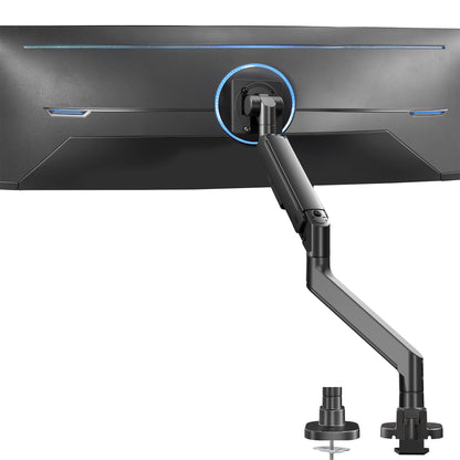 Pneumatic Arm Single Ultrawide Monitor Desk Mount - Up to 57" Screens