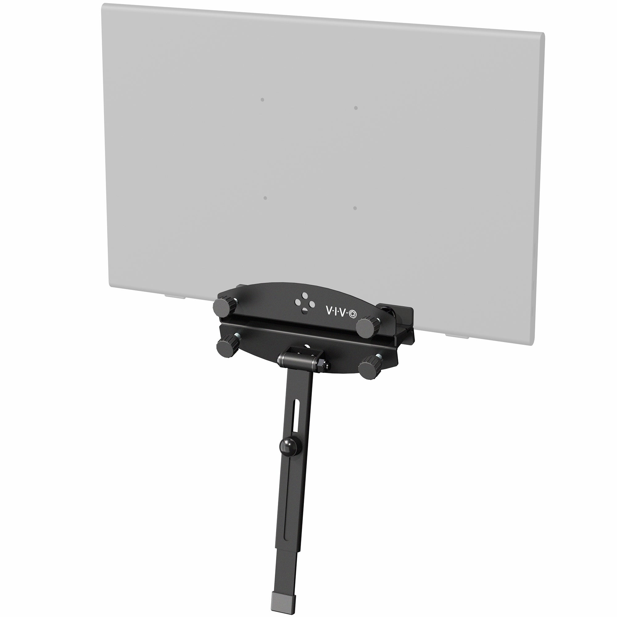 A black portable monitor laptop extension holder with a foldable design. 