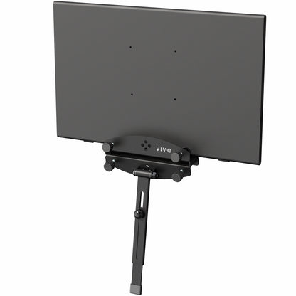 A black portable monitor laptop extension holder on a white background. 