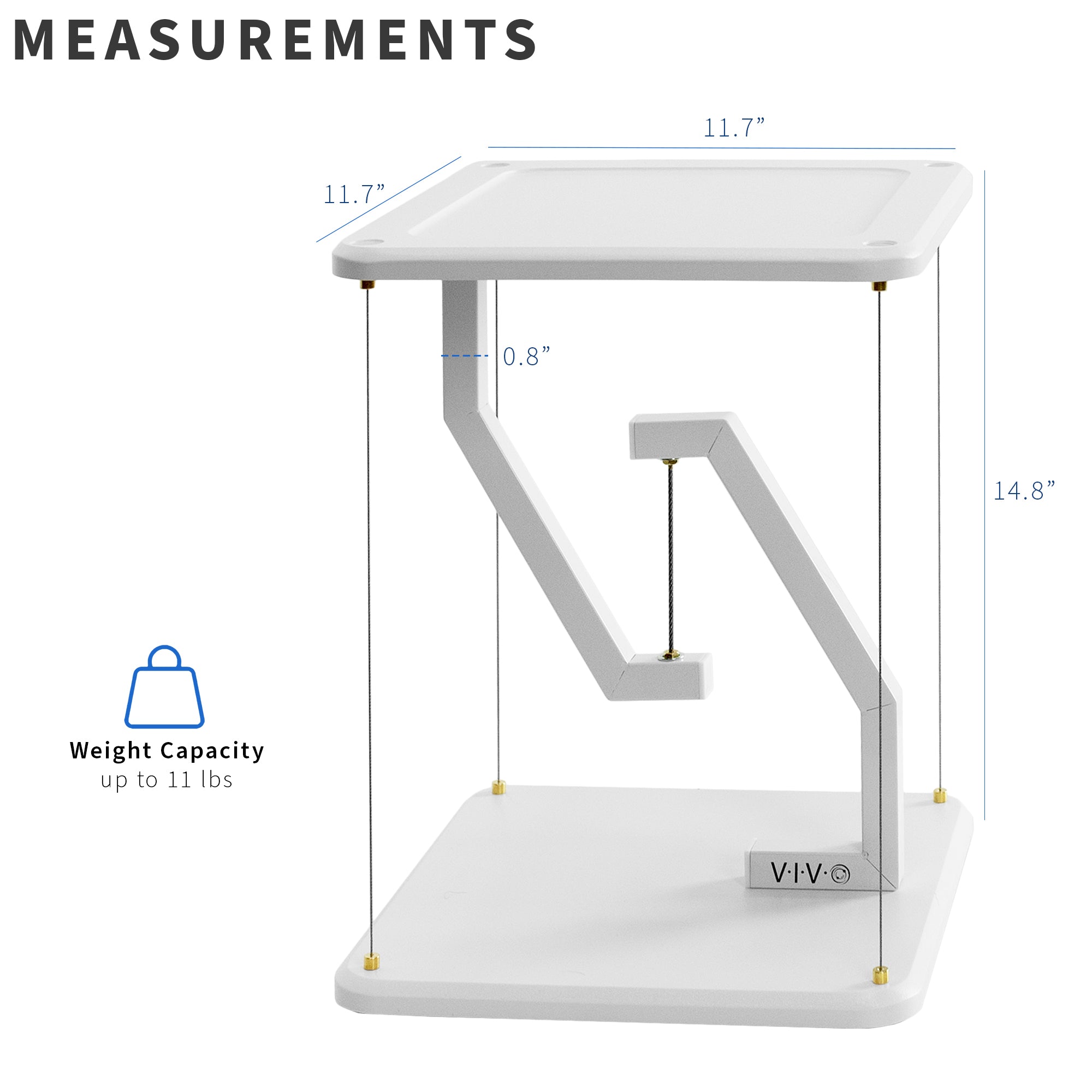 Measurements and dimensions of anti-gravity surround sound speaker stands.