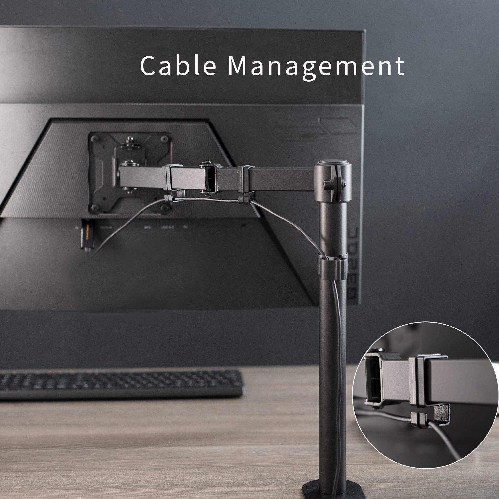 Integrated cable management designed to keep your space clean and organized.