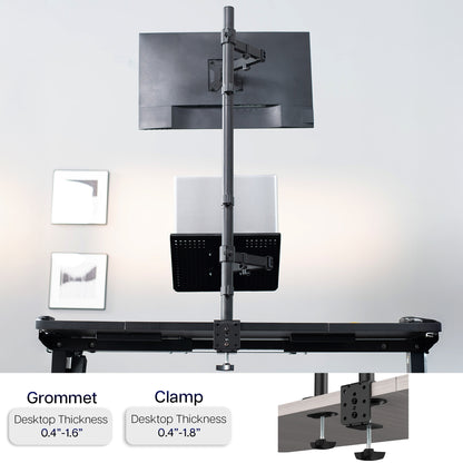 Sturdy single monitor and laptop extra tall desk mount.
