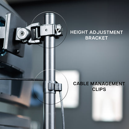 Single Ultrawide Monitor Extra Tall Desk Mount with Cable Management