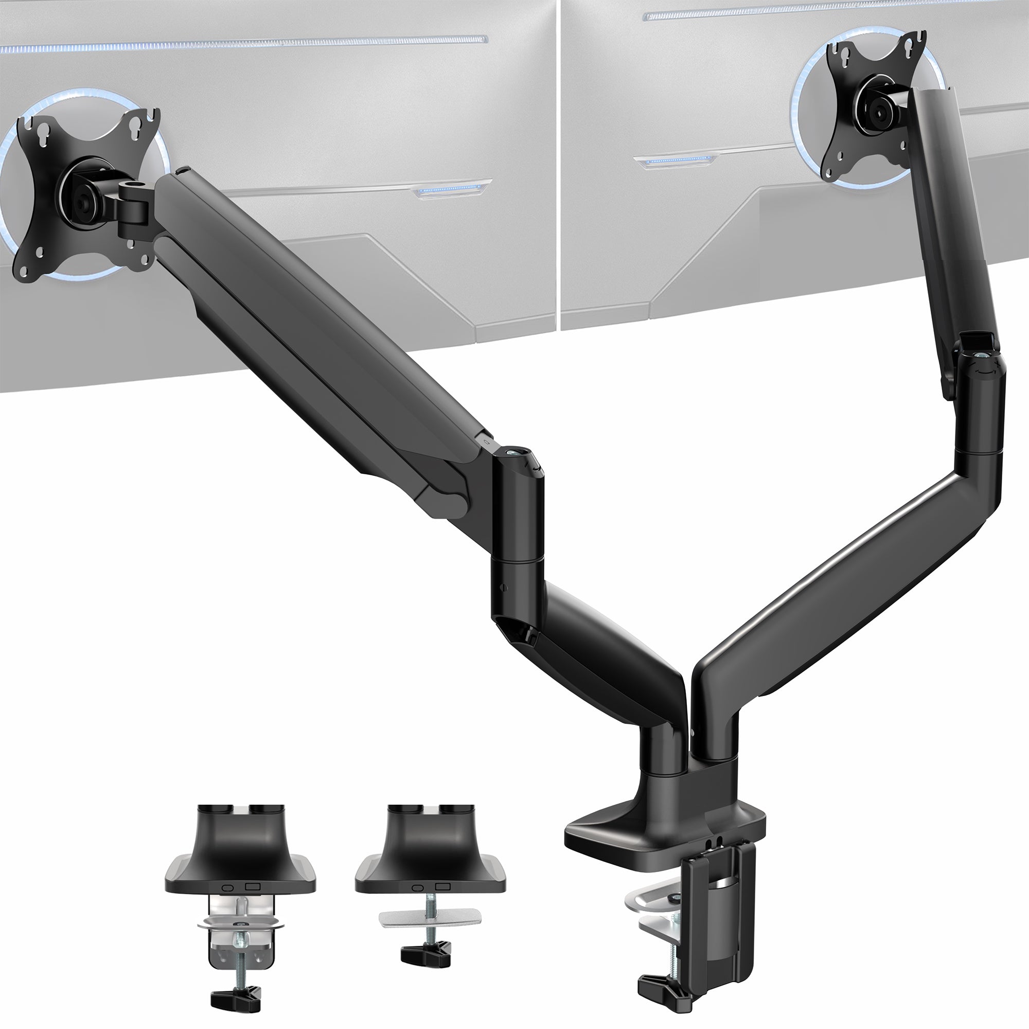 Pneumatic Arm Dual Ultrawide Monitor Desk Mount - Up to 40" Screens