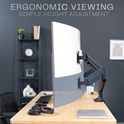 Pneumatic Arm Dual Ultrawide Monitor Desk Mount - Up to 40" Screens