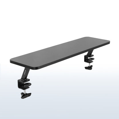 Clamp-on the desk riser with two monitors.
