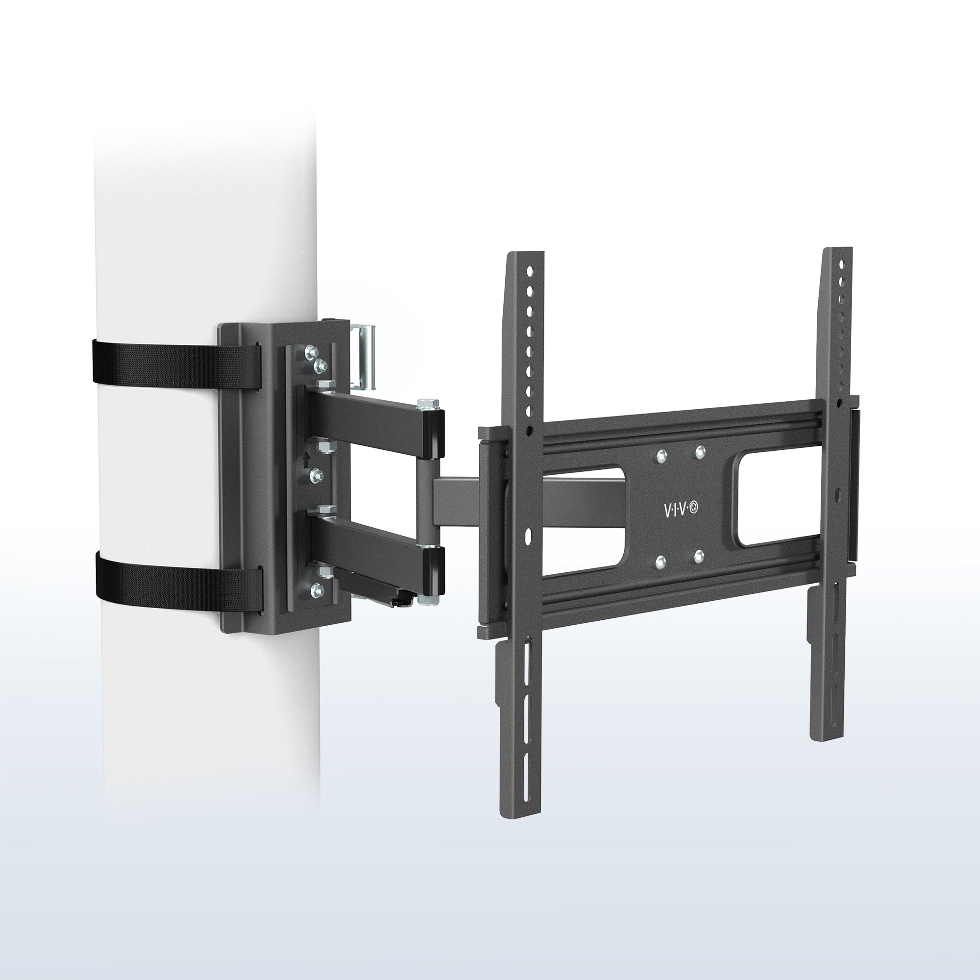 Black TV wall mount on a white background