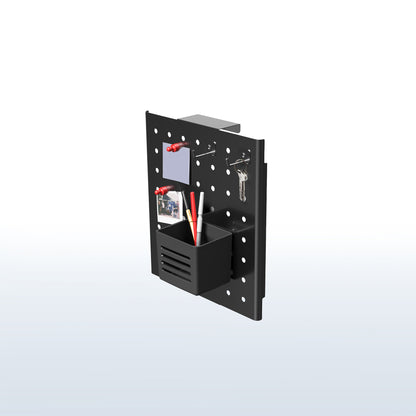 Hanging pegboard for office, home, school, workshop, and more with flexible placement options. Accessories included and zero assembly required!