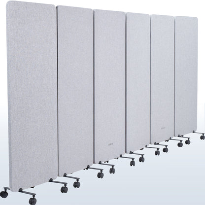 6-Panel Gray Mobile Freestanding Room Divider provides a convenient partition and workspace privacy.