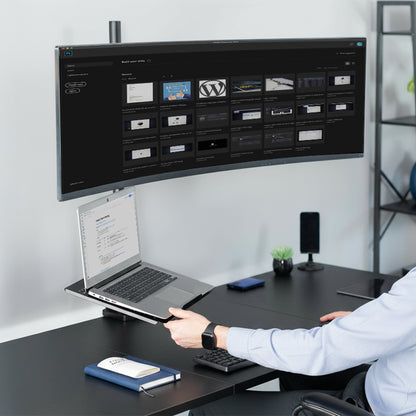 Ultrawide Monitor and Laptop Extra Tall Vertical Desk Mount - Up to 49" Screens, 17" Laptops
