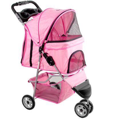 Pink three heeled pet stroller
